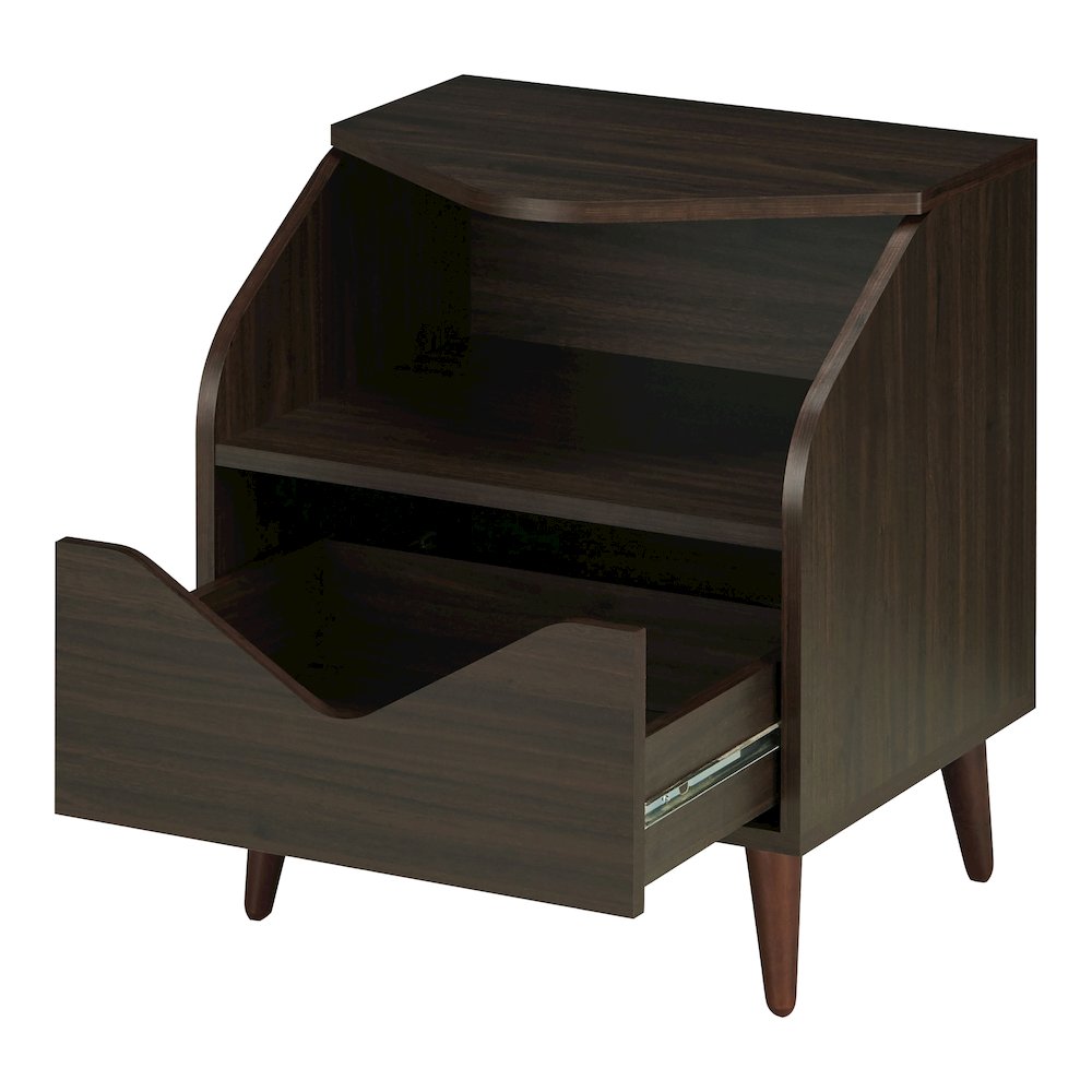Barr 1-Drawer and 1-Shelf Wood Teen Nightstand