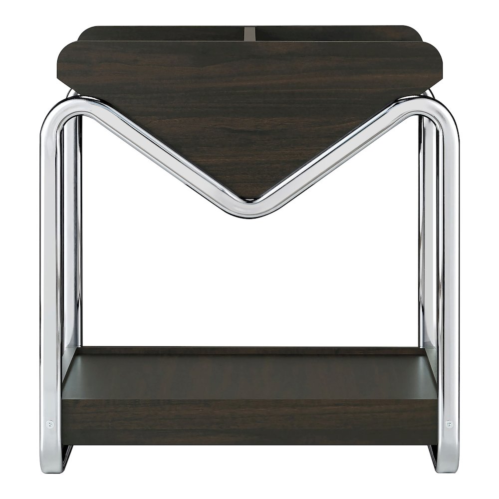 Ovan Open Design Metal and Wood 1-Shelf End Table