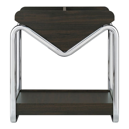 Ovan Open Design Metal and Wood 1-Shelf End Table
