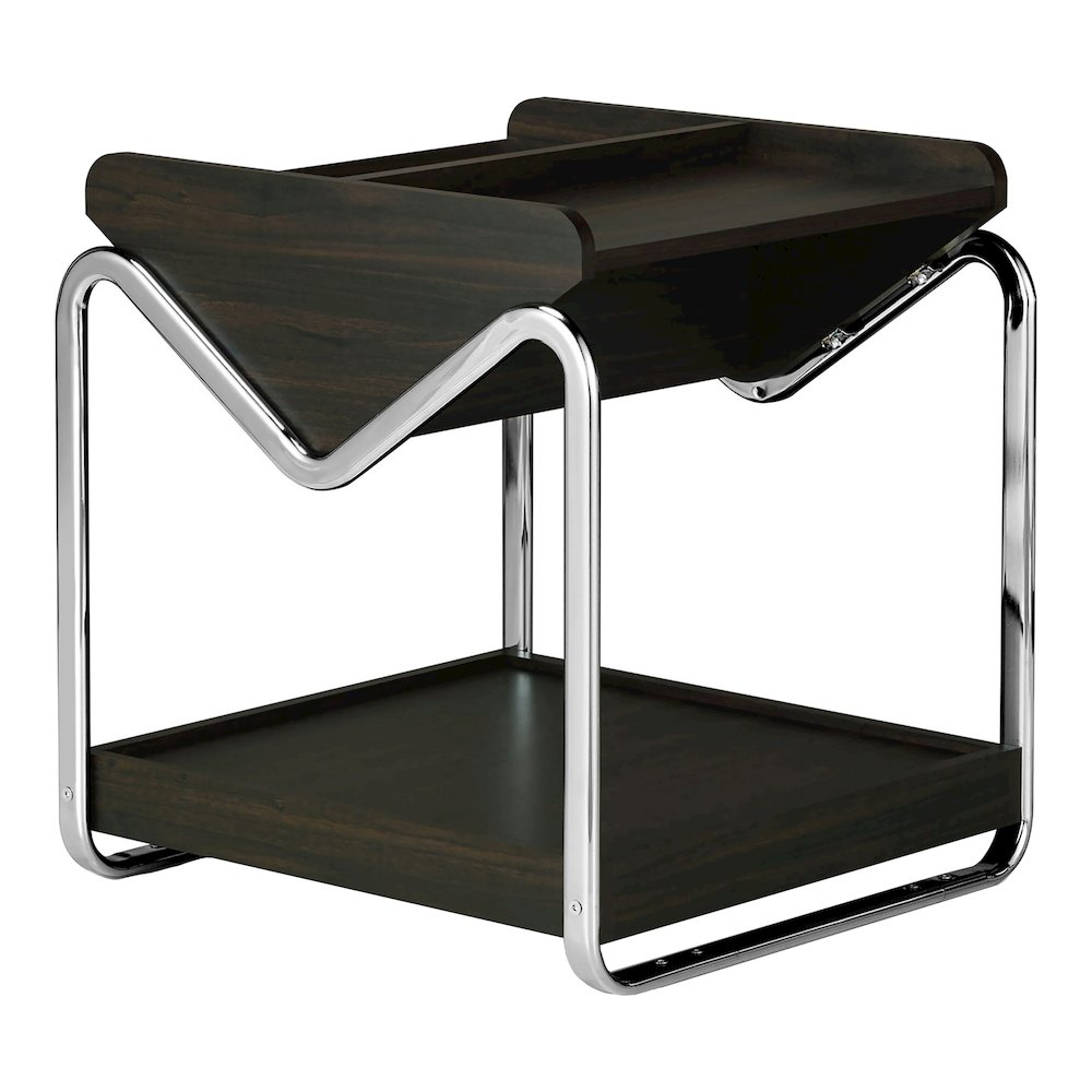 Ovan Open Design Metal and Wood 1-Shelf End Table