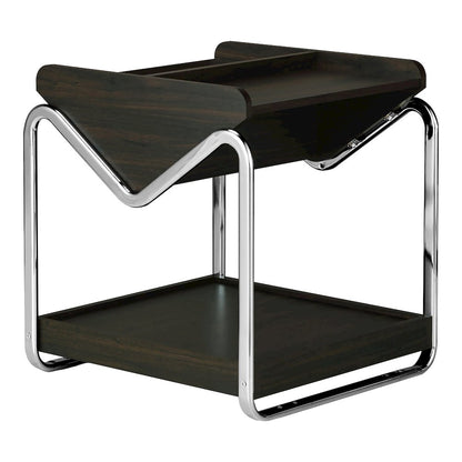 Ovan Open Design Metal and Wood 1-Shelf End Table