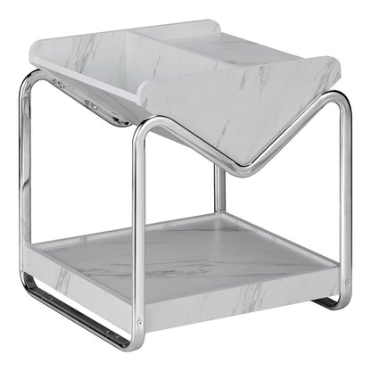 Ovan Open Design Metal and Marble 1-Shelf End Table
