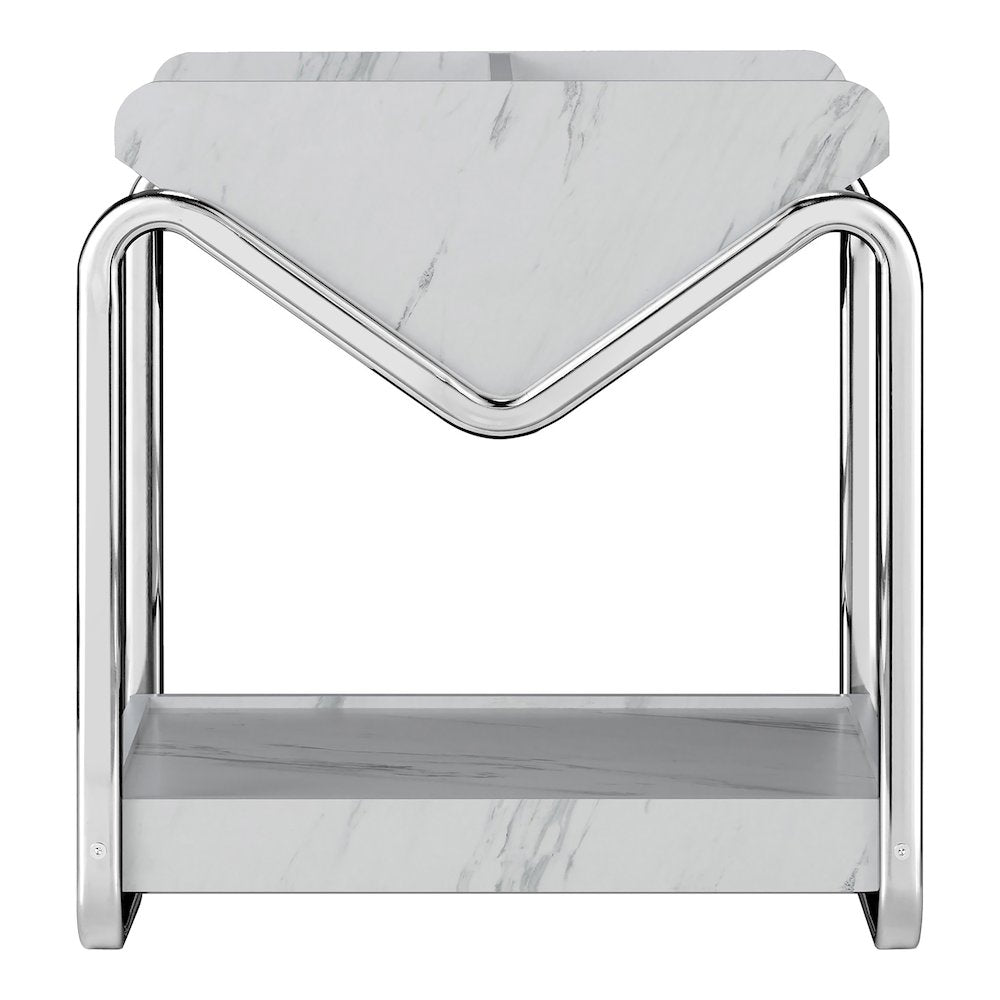 Ovan Open Design Metal and Marble 1-Shelf End Table
