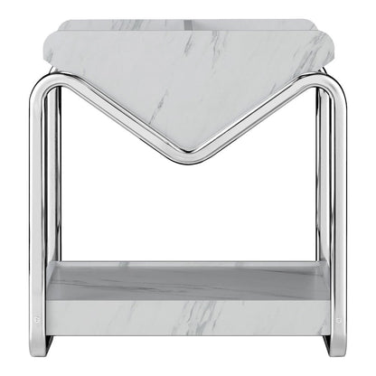 Ovan Open Design Metal and Marble 1-Shelf End Table