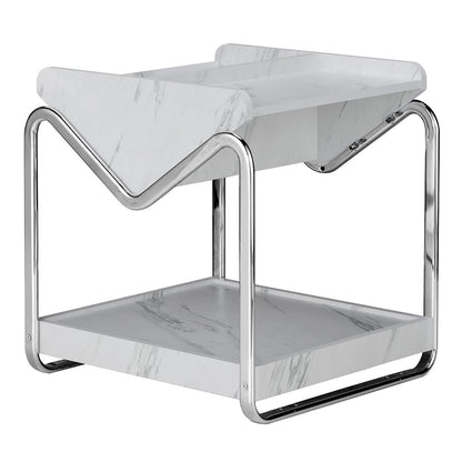Ovan Open Design Metal and Marble 1-Shelf End Table