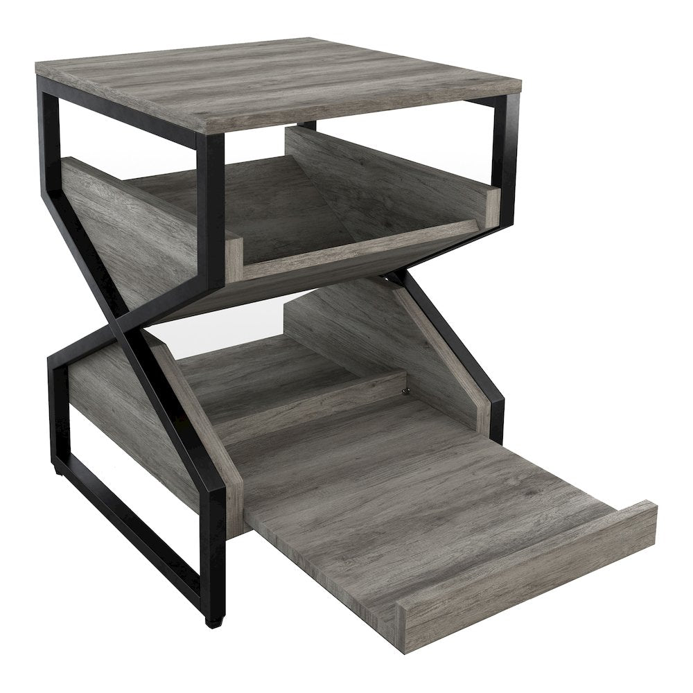 Fille Modern Wood 2-Shelf End Table
