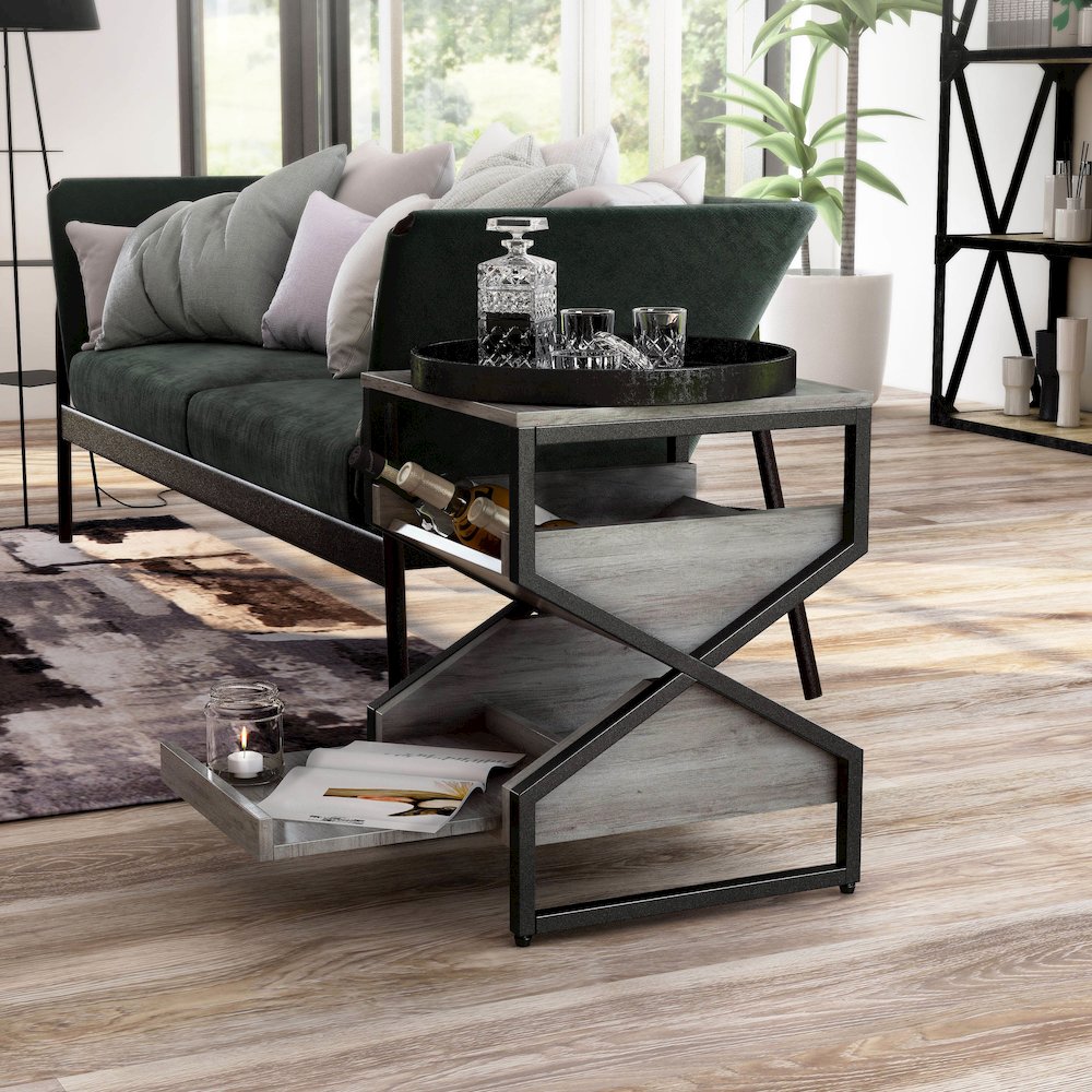 Fille Modern Wood 2-Shelf End Table