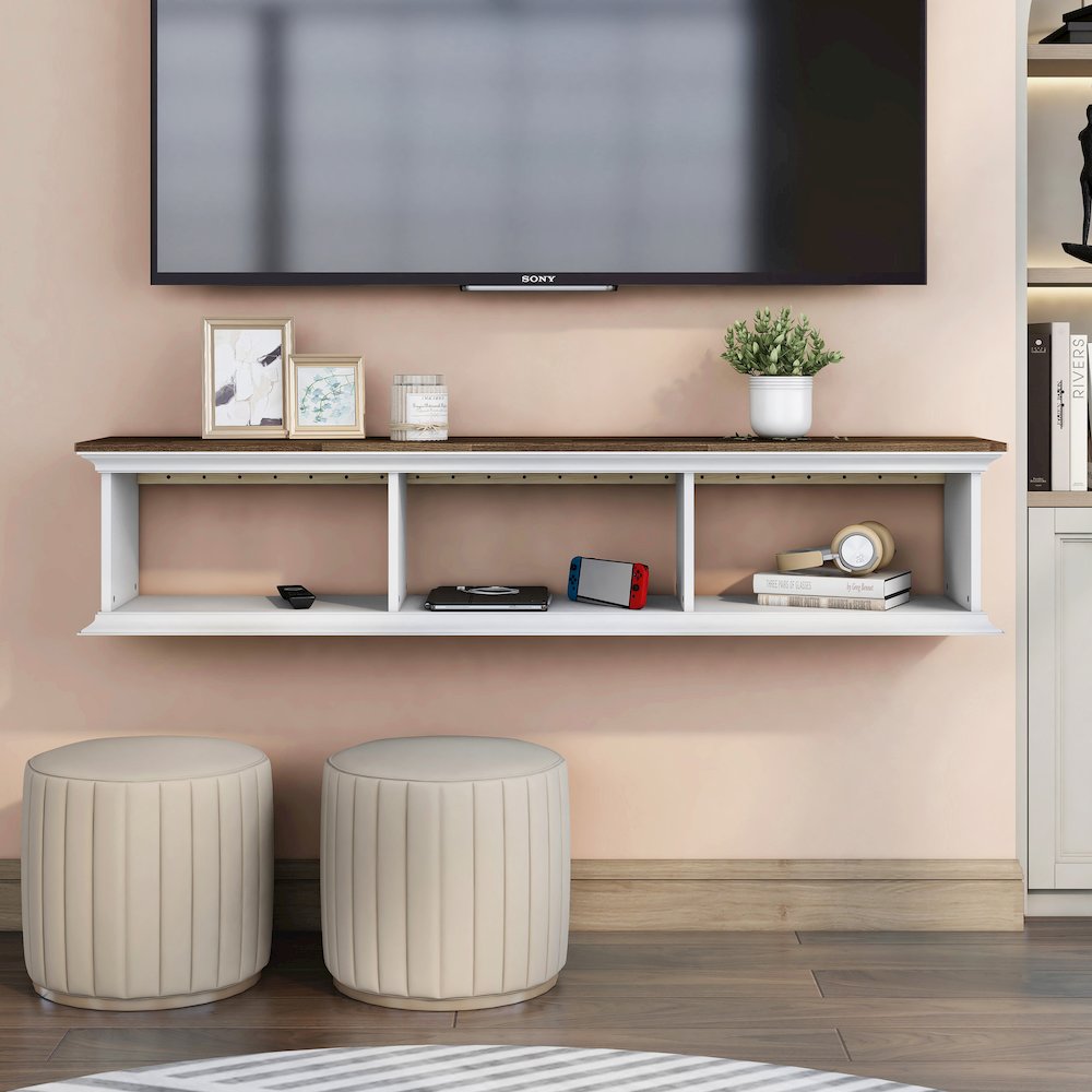 Trina Indoor 3-Shelf Wood Wall-Mounted Floating TV Console