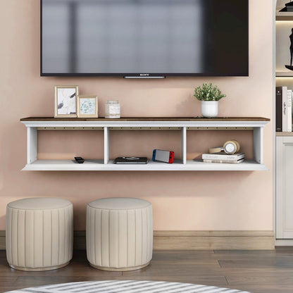 Trina Indoor 3-Shelf Wood Wall-Mounted Floating TV Console