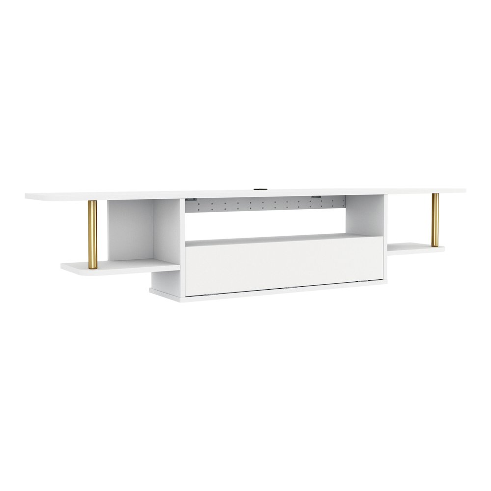 Haft Wood 63" Length Floating TV Console in White