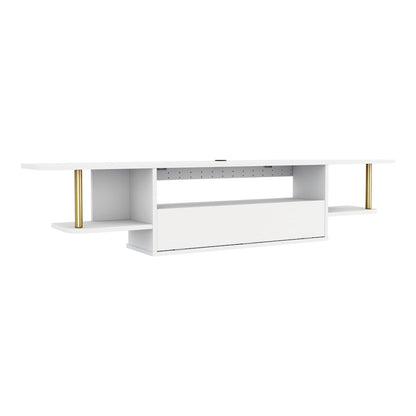Haft Wood 63" Length Floating TV Console in White