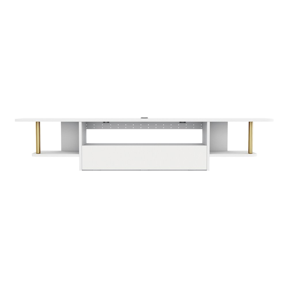 Haft Wood 63" Length Floating TV Console in White