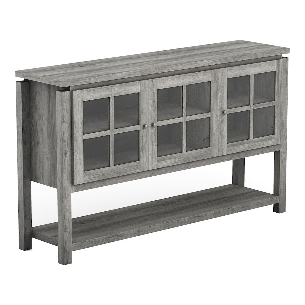 Tellun Contemporary Wood Multi-Storage Buffet in Gray Oak