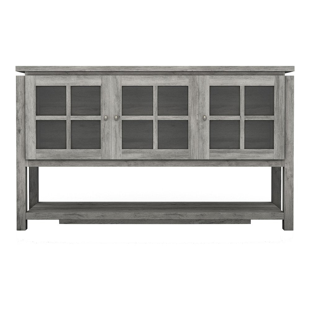 Tellun Contemporary Wood Multi-Storage Buffet in Gray Oak