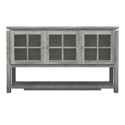 Tellun Contemporary Wood Multi-Storage Buffet in Gray Oak