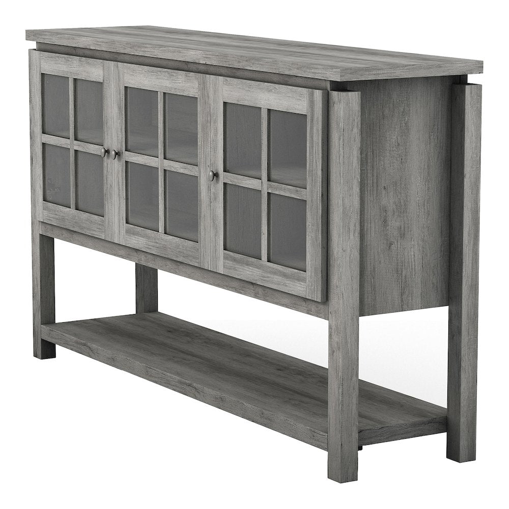 Tellun Contemporary Wood Multi-Storage Buffet in Gray Oak