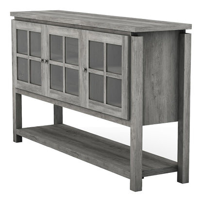 Tellun Contemporary Wood Multi-Storage Buffet in Gray Oak