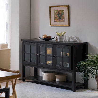 Tellun Contemporary Wood Multi-Storage Buffet in Walnut