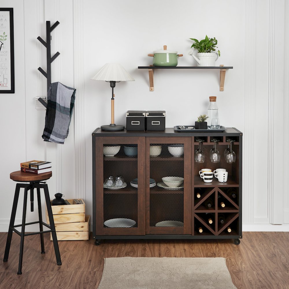 Alan Wood Multi-Storage Buffet with Casters in Walnut