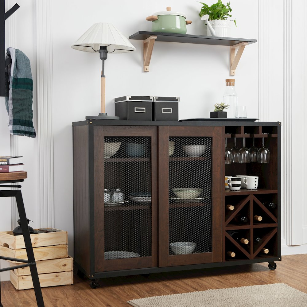 Alan Wood Multi-Storage Buffet with Casters in Walnut