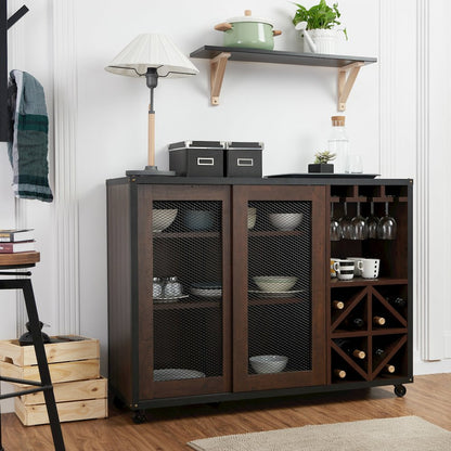 Alan Wood Multi-Storage Buffet with Casters in Walnut