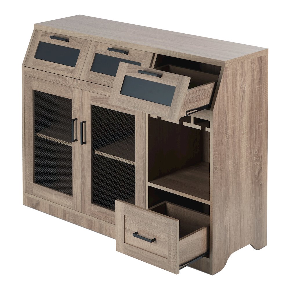 Coffman Wood Wine Storage Buffet in Chestnut Brown