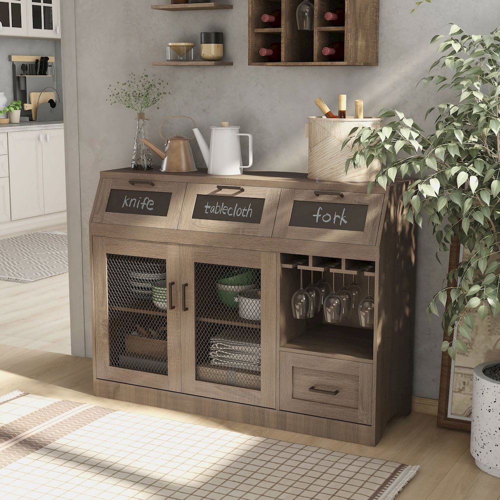 Coffman Wood Wine Storage Buffet in Chestnut Brown