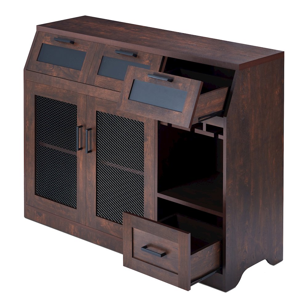 Coffman Wood Wine Storage Buffet in Vintage Walnut