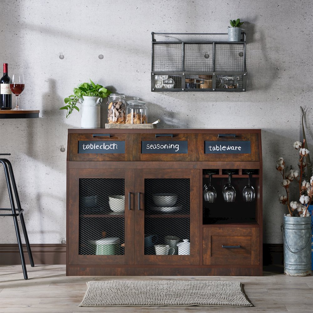 Coffman Wood Wine Storage Buffet in Vintage Walnut