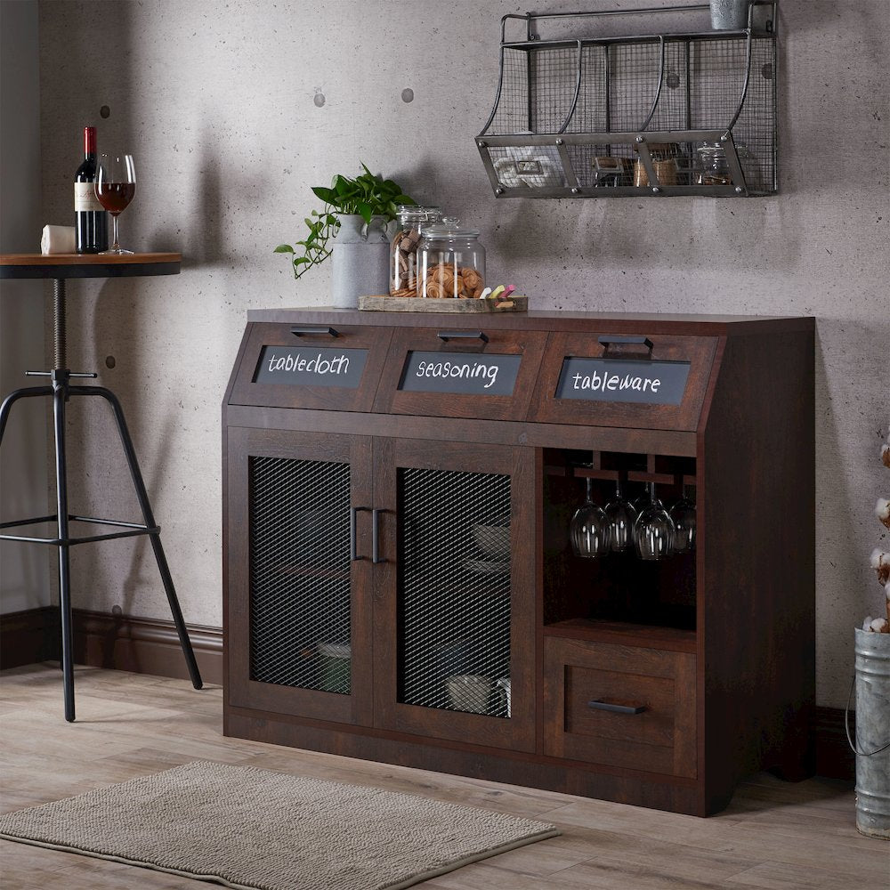 Coffman Wood Wine Storage Buffet in Vintage Walnut