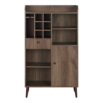 Alzon Wood Multi-Storage Wine Rack in Distressed Walnut