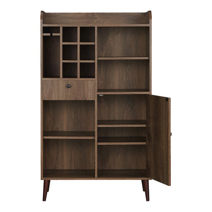 Alzon Wood Multi-Storage Wine Rack in Distressed Walnut