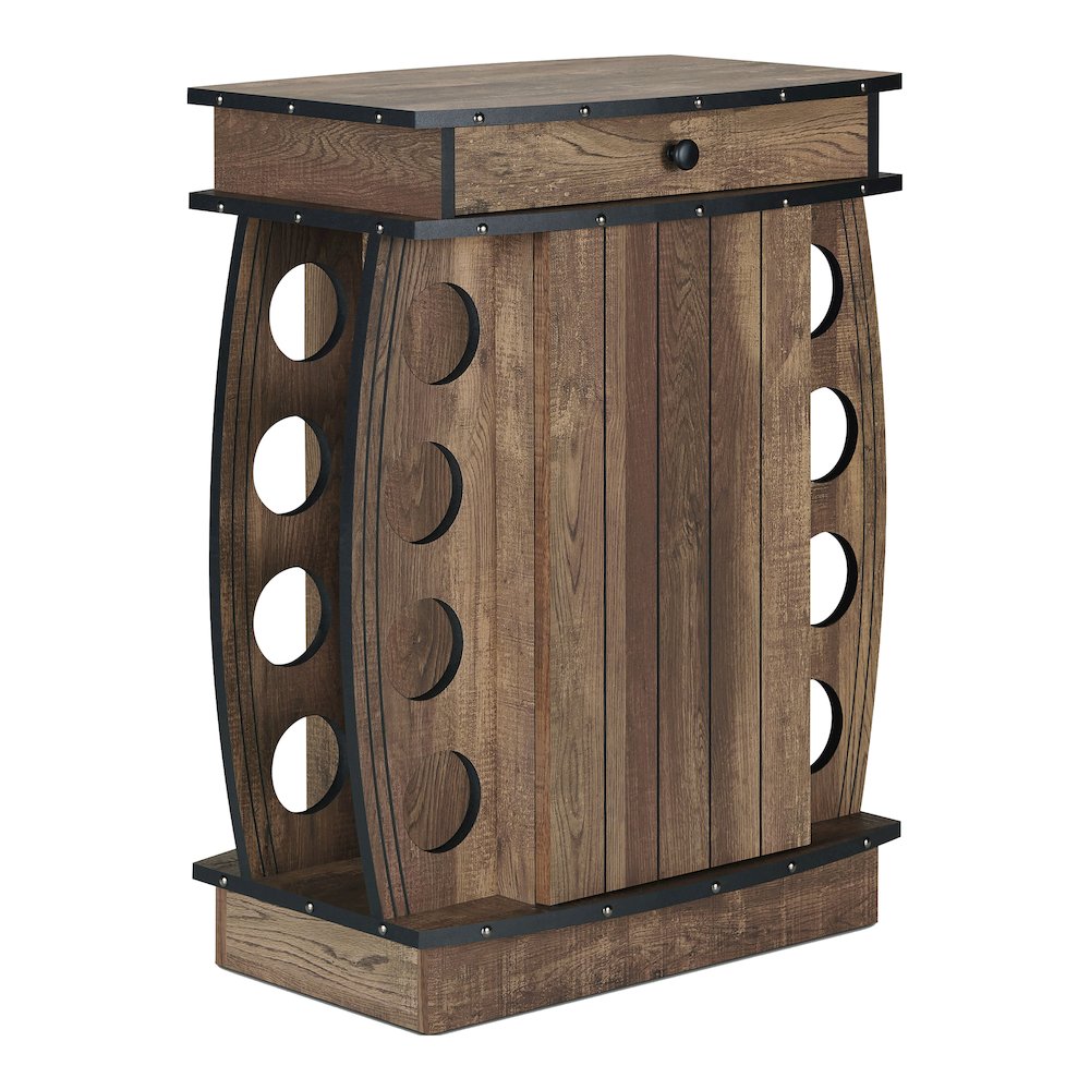 Edenz Rustic Wood 8-Bottle Wine Cabinet in Reclaimed Oak
