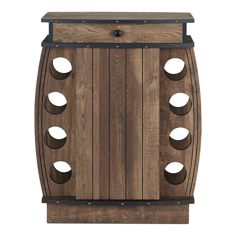 Edenz Rustic Wood 8-Bottle Wine Cabinet in Reclaimed Oak