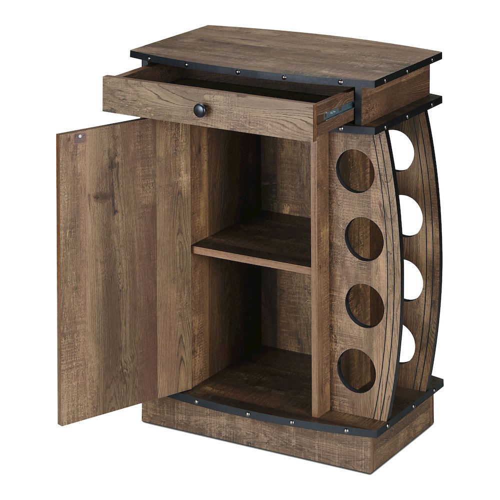 Edenz Rustic Wood 8-Bottle Wine Cabinet in Reclaimed Oak