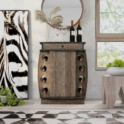 Edenz Rustic Wood 8-Bottle Wine Cabinet in Reclaimed Oak