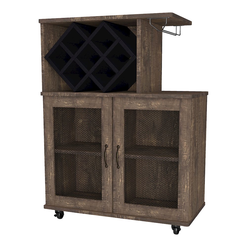 Codex Rustic Wood 4-Shelf Mini Bar in Reclaimed Oak