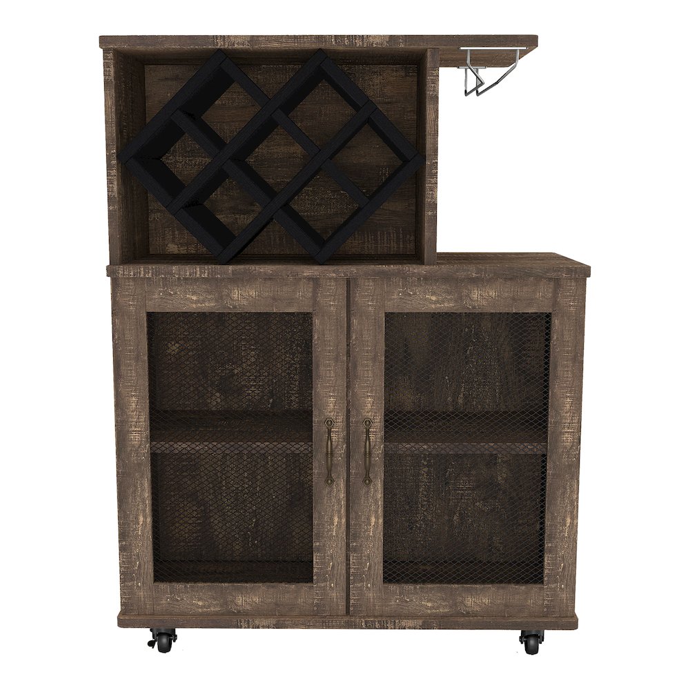 Codex Rustic Wood 4-Shelf Mini Bar in Reclaimed Oak