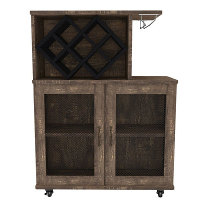 Codex Rustic Wood 4-Shelf Mini Bar in Reclaimed Oak
