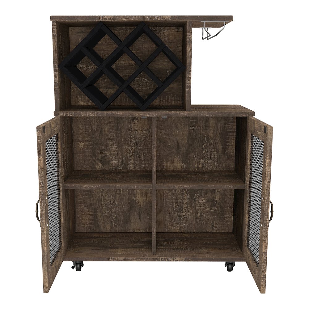 Codex Rustic Wood 4-Shelf Mini Bar in Reclaimed Oak