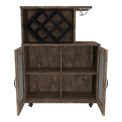 Codex Rustic Wood 4-Shelf Mini Bar in Reclaimed Oak