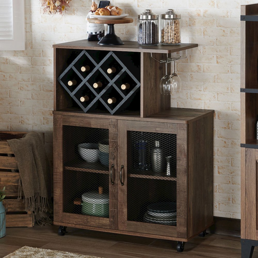 Codex Rustic Wood 4-Shelf Mini Bar in Reclaimed Oak