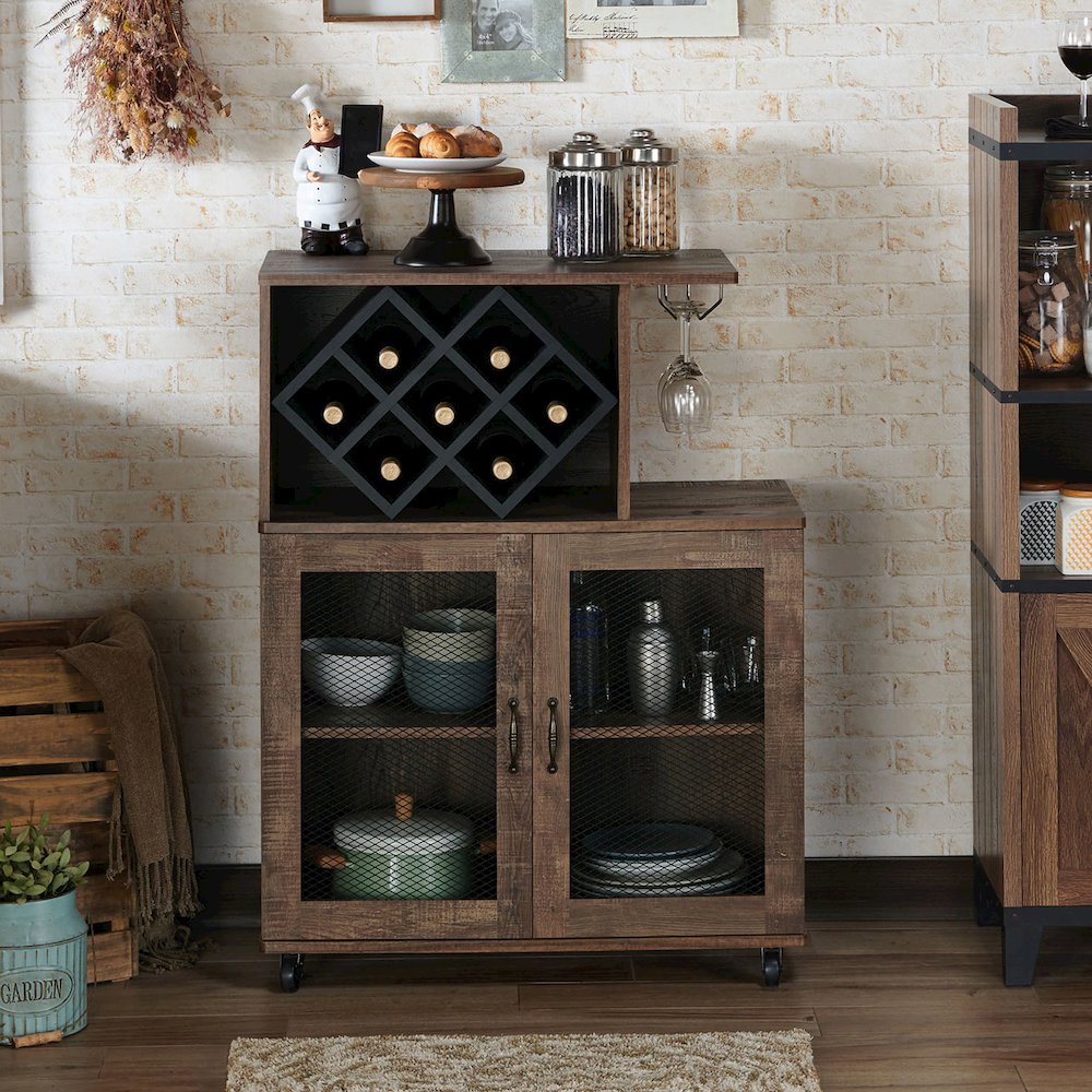 Codex Rustic Wood 4-Shelf Mini Bar in Reclaimed Oak