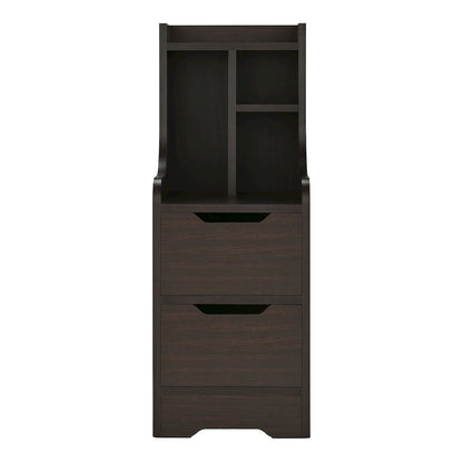Plose Wood 2-Drawer Nightstand with Open-Shelf in Walnut