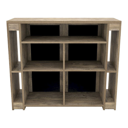 Levi Farmhouse Wood Bar Table in Weathered Oak