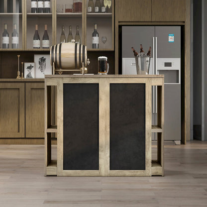 Levi Farmhouse Wood Bar Table in Weathered Oak