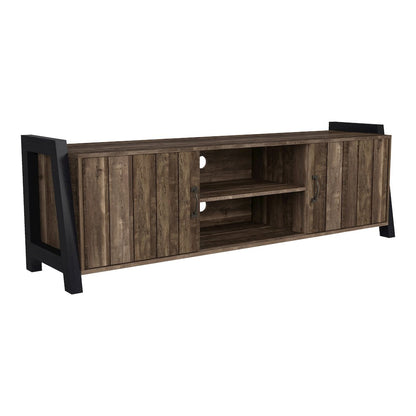 Acres Farmhouse Wood 6-Shelf TV Console in Brown