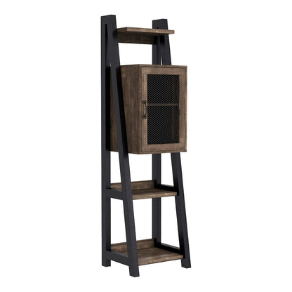 Acres Wood 6-Shelf Tower Cabinet in Brown