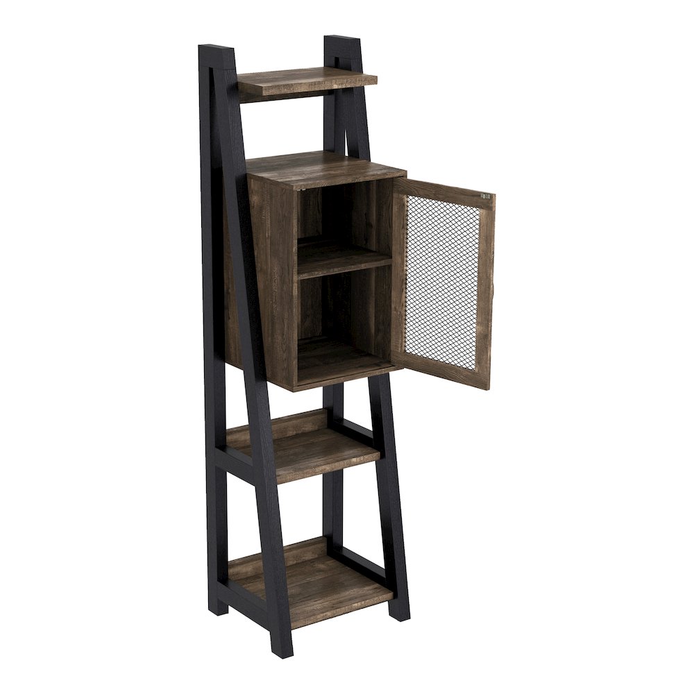 Acres Wood 6-Shelf Tower Cabinet in Brown