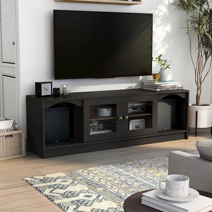 Elm Wood TV Stand with Cable Management in Espresso